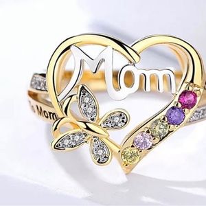 925 over gold plated Hollow Love Heart Butterfly Elegant Colorful Crystal
